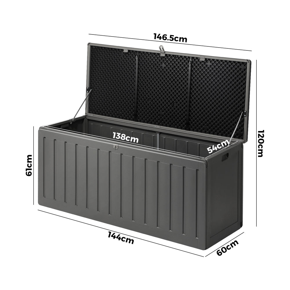 Outdoor Storage Bench Box 490L Black and Grey