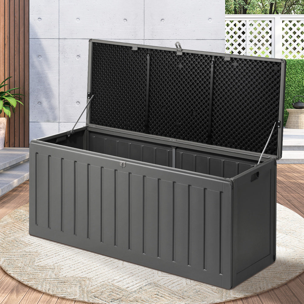 Outdoor Storage Bench Box 490L Black and Grey