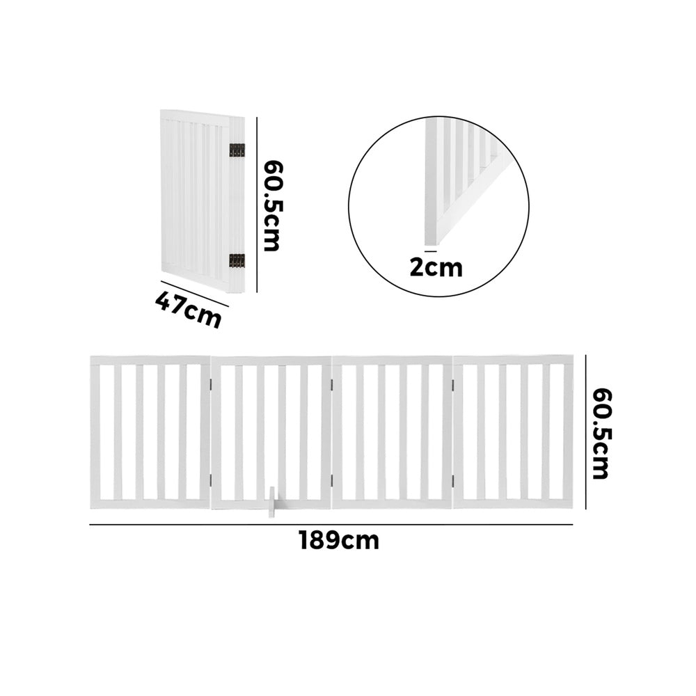 Wooden Dog Fence Pet Gate with 4 Panels