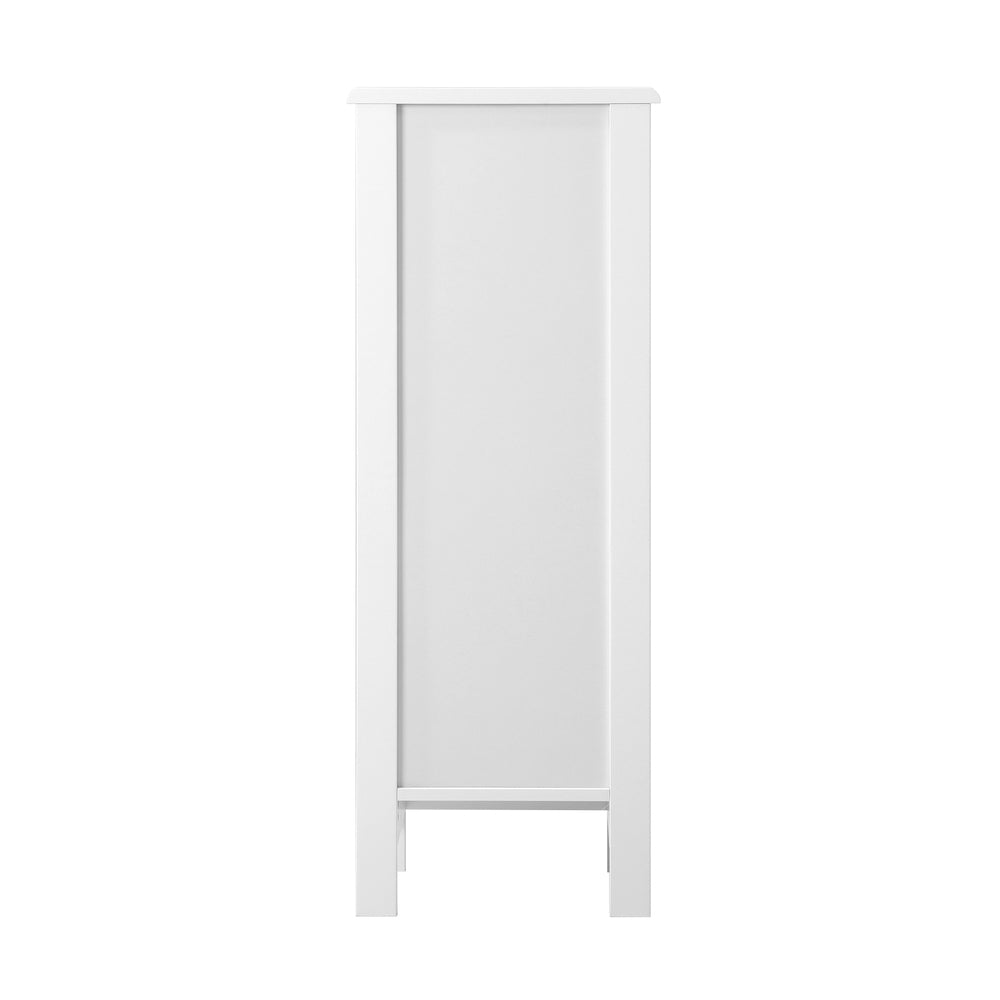 Slim Bathroom Cabinet with White Rattan Door