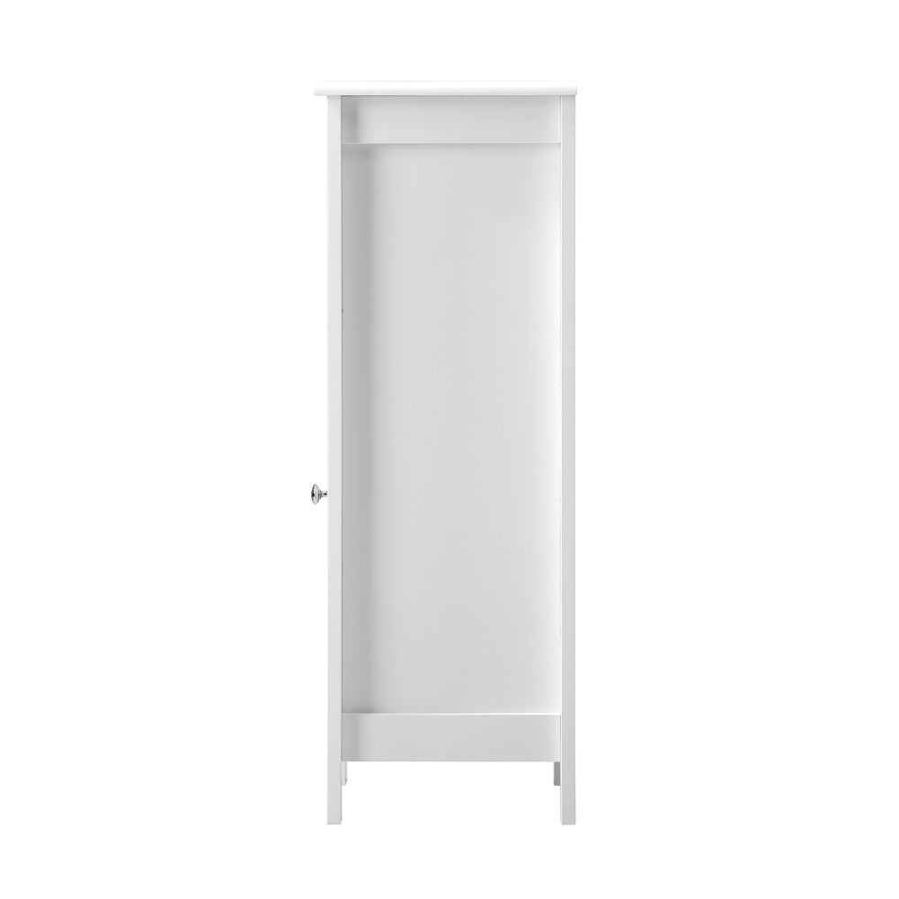 Slim Bathroom Cabinet with White Rattan Door