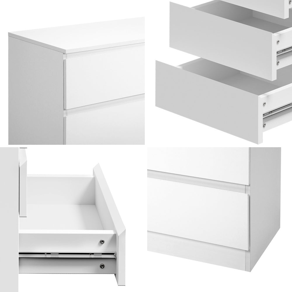 6 Lowboy Chest of Drawers Handle Free White