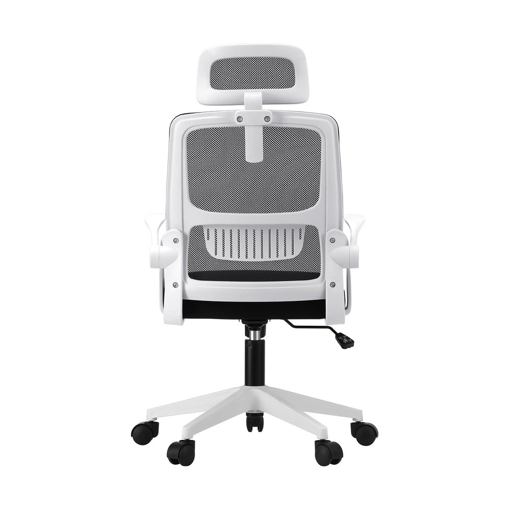 Mesh Office Chair with Fabric Seat Black and White