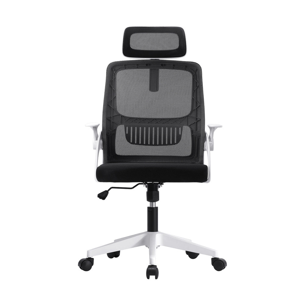 Mesh Office Chair with Fabric Seat Black and White