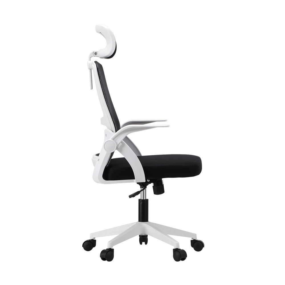 Mesh Office Chair with Fabric Seat Black and White