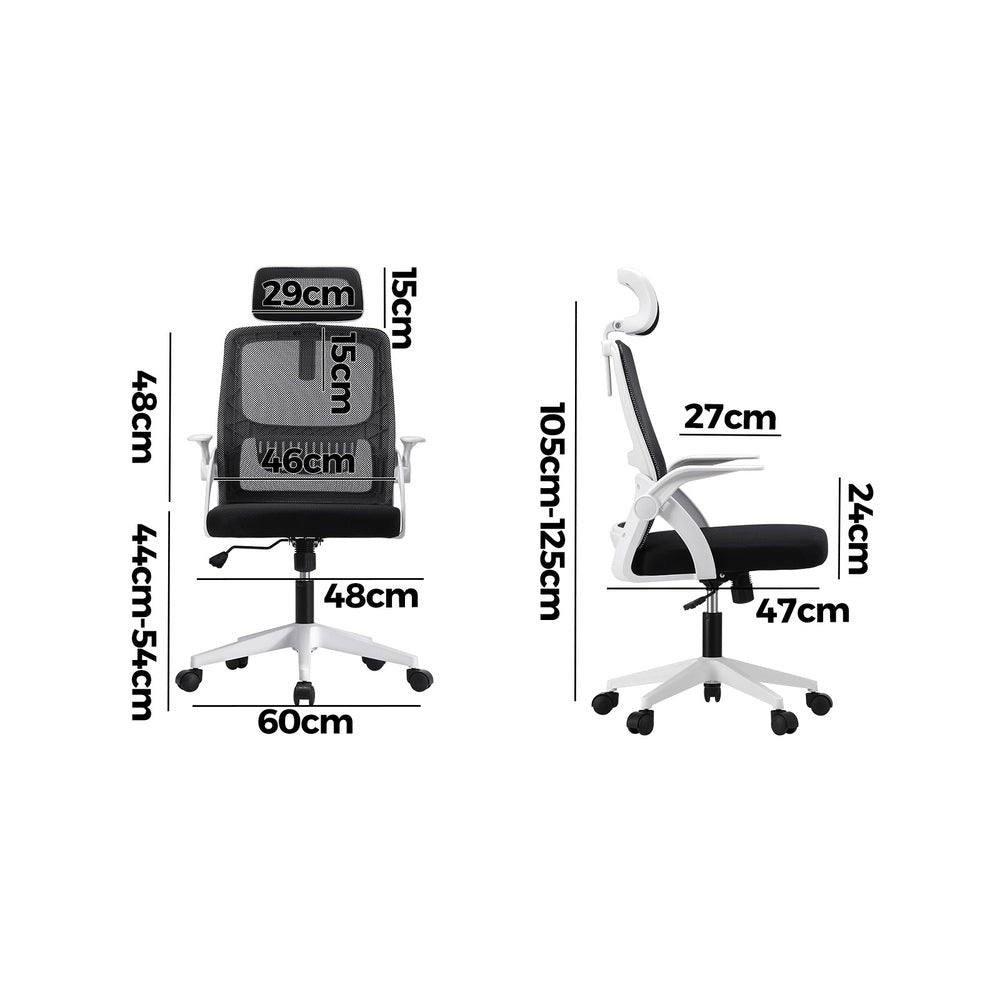 Mesh Office Chair with Fabric Seat Black and White