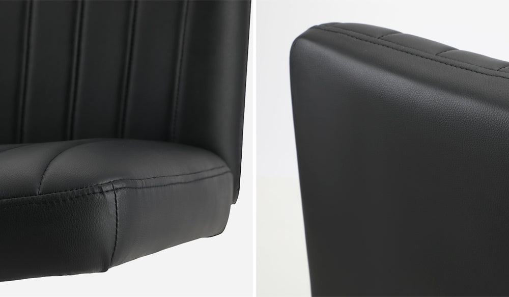 Mid Back Office Chair Armless PU Leather Black