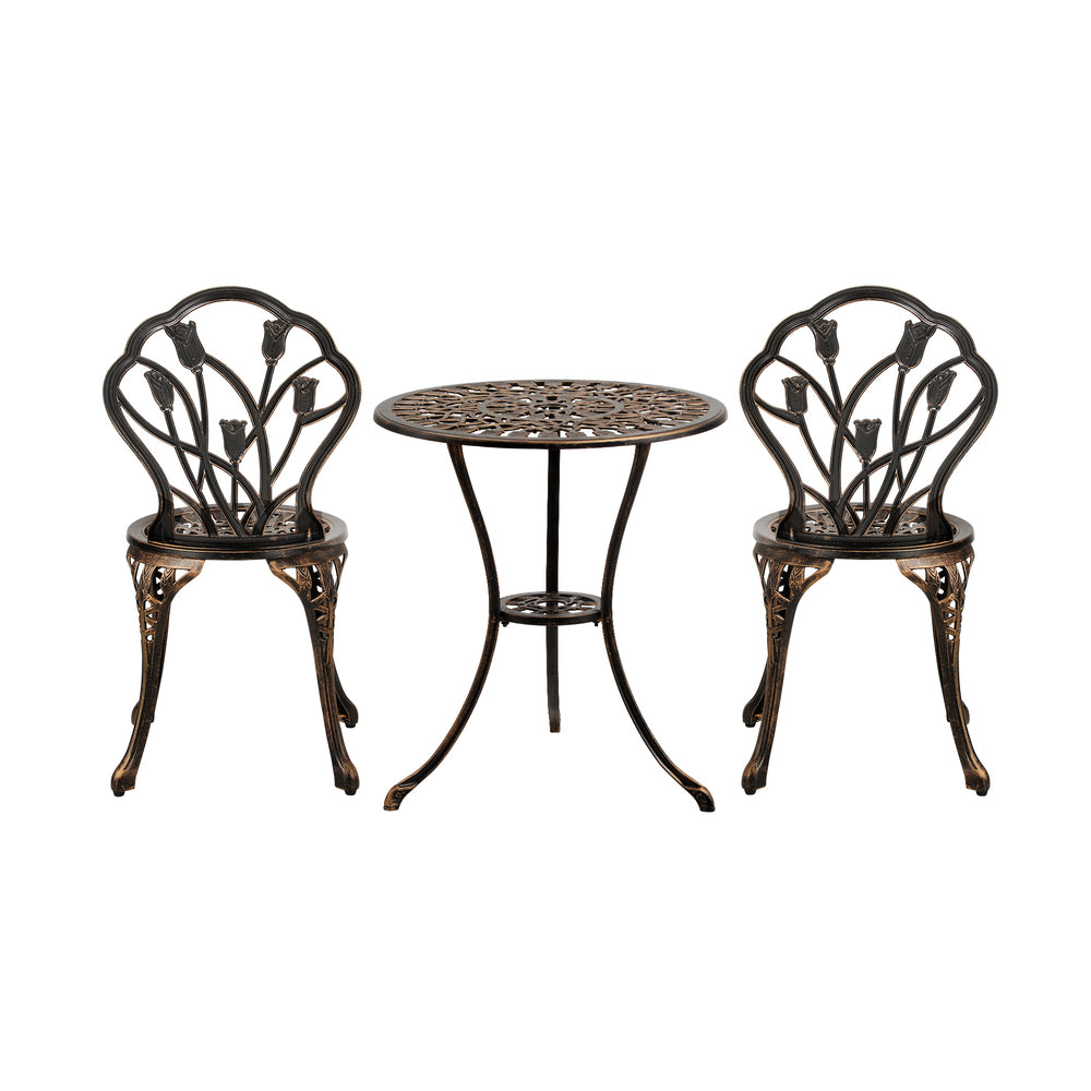 3PCS Outdoor Bistro Table and Chairs Set Bronze