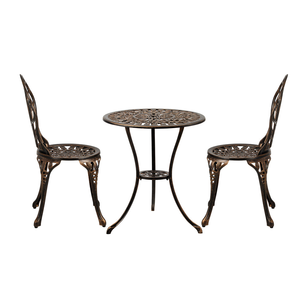 3PCS Outdoor Bistro Table and Chairs Set Bronze