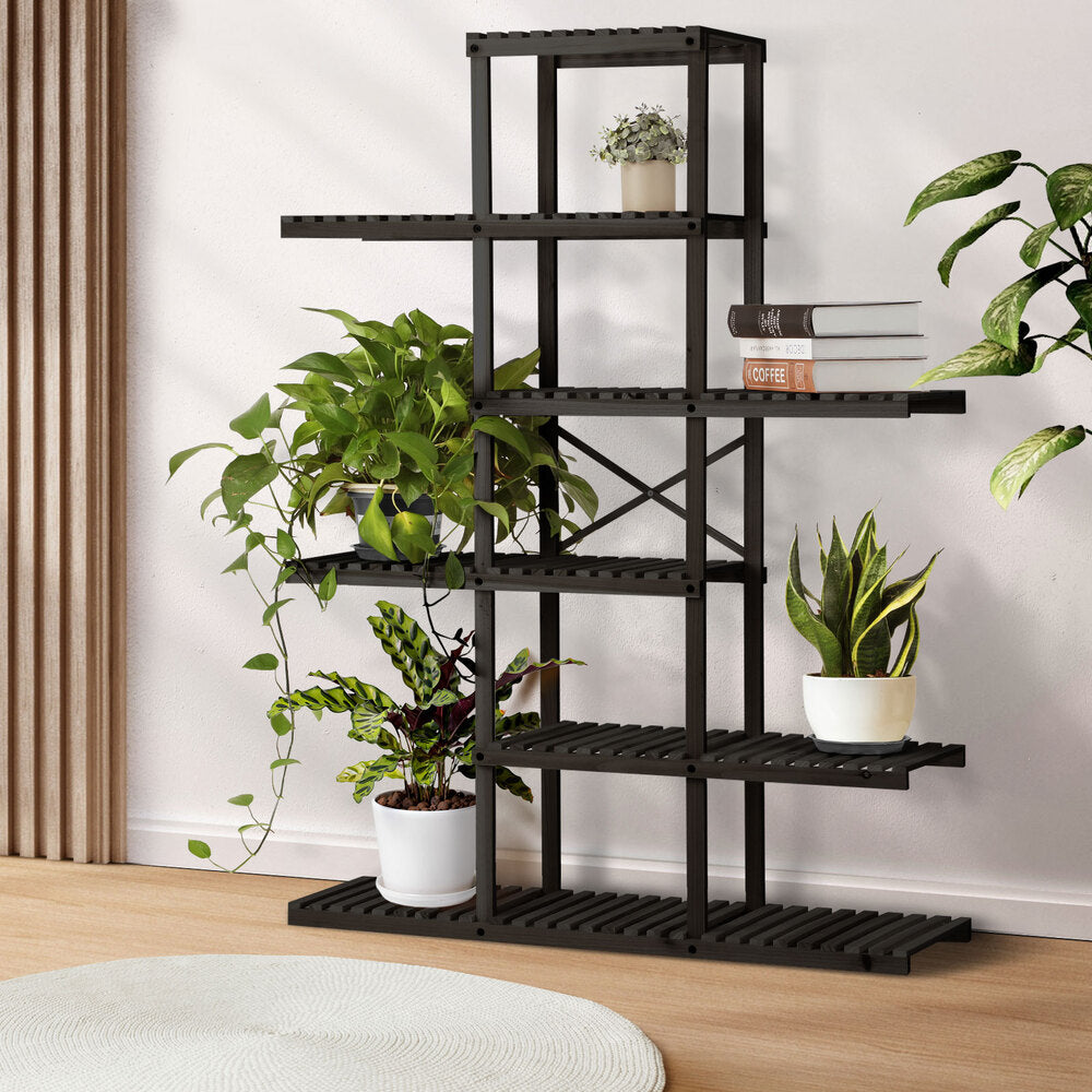 6 Tier Plant Stand Flower Pot Rack Black