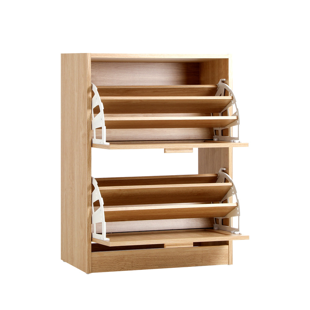 Shoe Cabinet with 2 Compartments and Rattan Doors