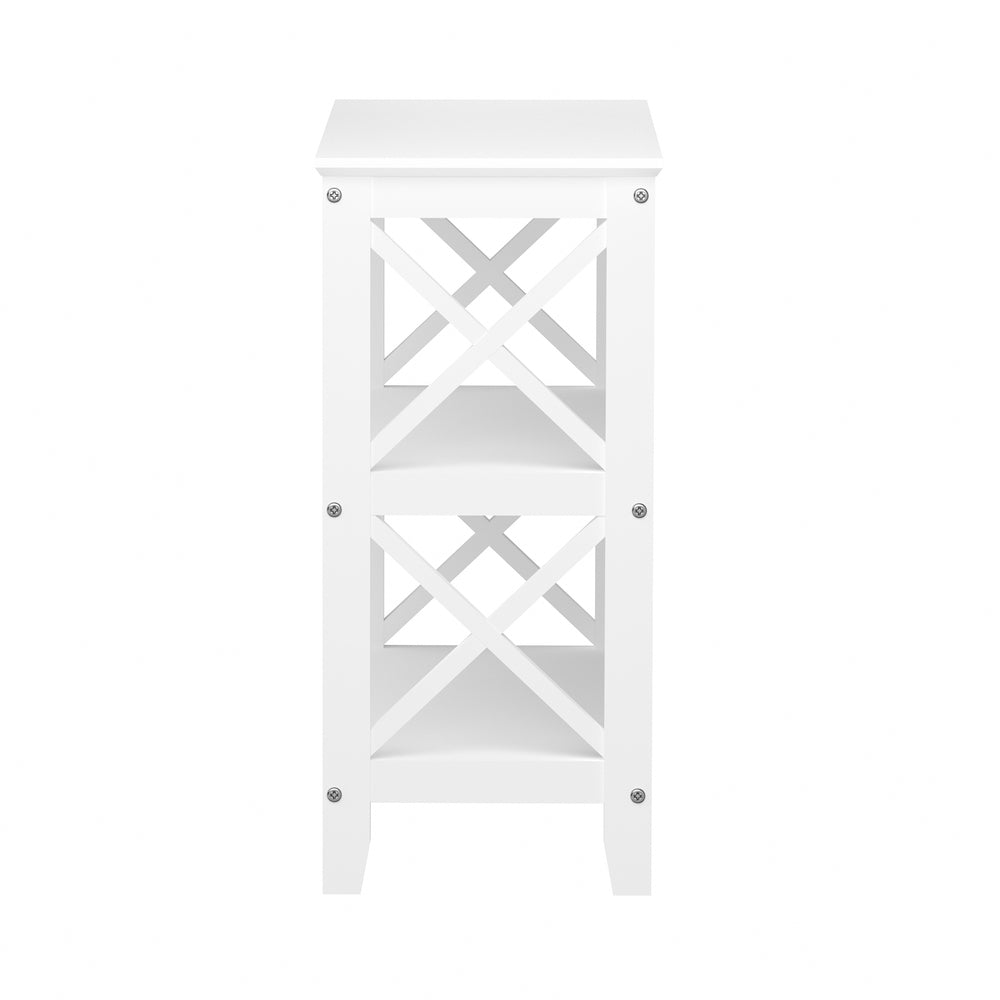 3 Tier Console Table X Design Wooden White