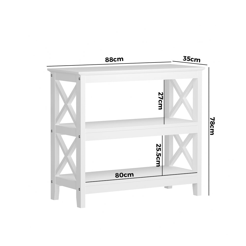 3 Tier Console Table X Design Wooden White