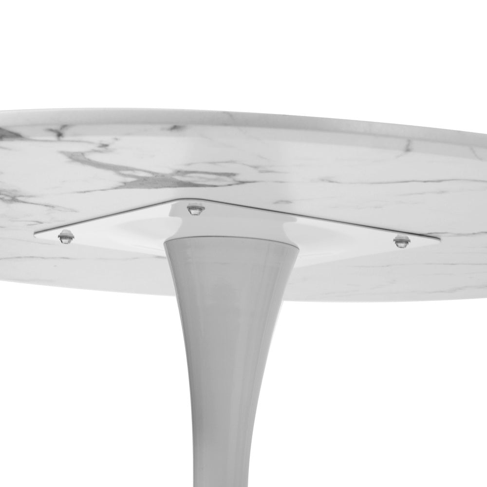 60 cm White Marble Dining Table Tulip Shape