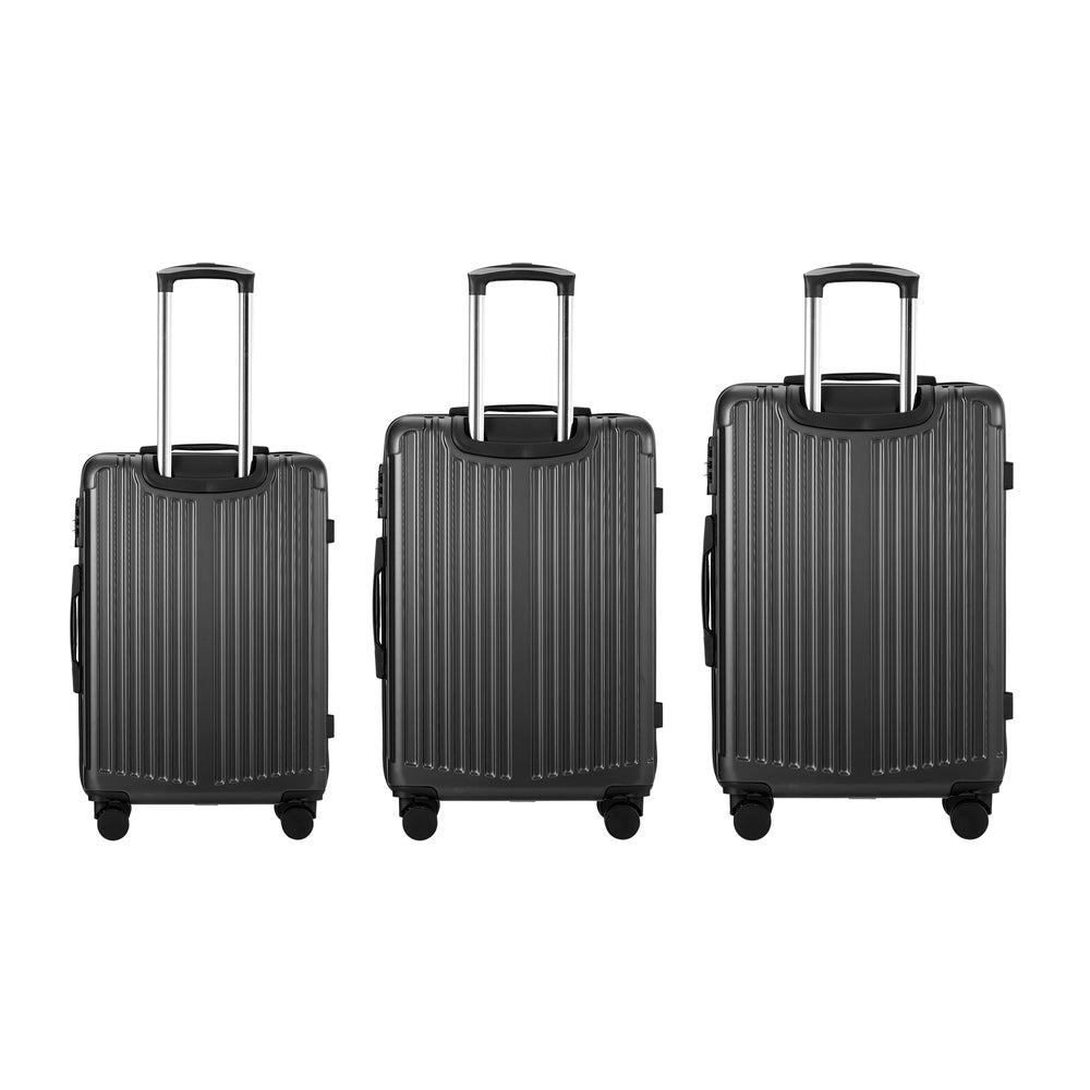 3 Piece Luggage Set Travel Case with TSA Lock ABS Grey