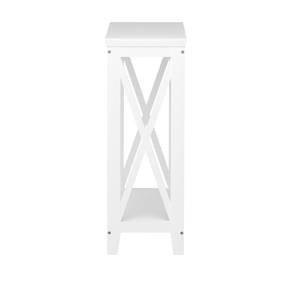 Wooden 2 Tier Console Table X Design White