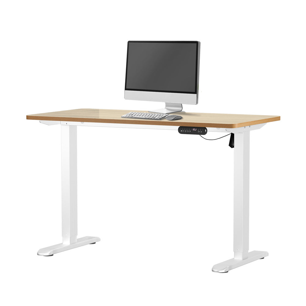 Electric Standing Desk Single Motor 120 cm White and Oak