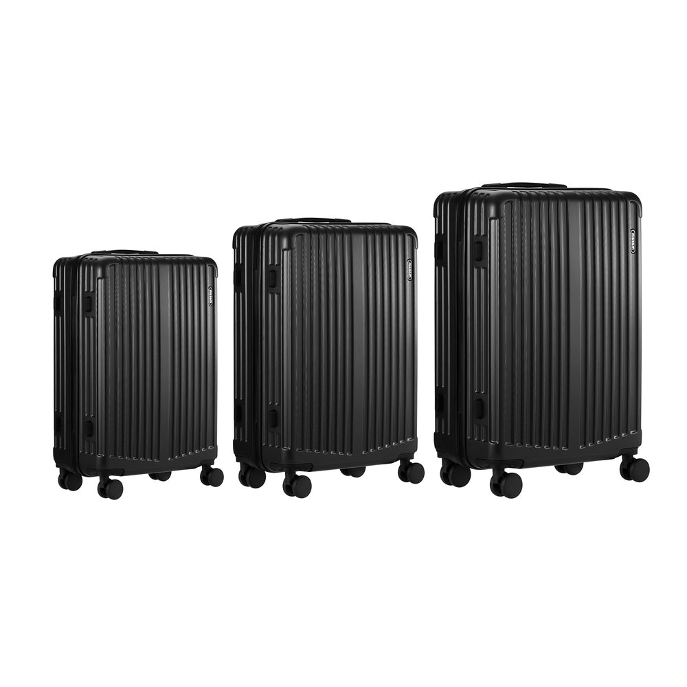 3 Piece Luggage Set Travel Case with TSA Lock ABS Black