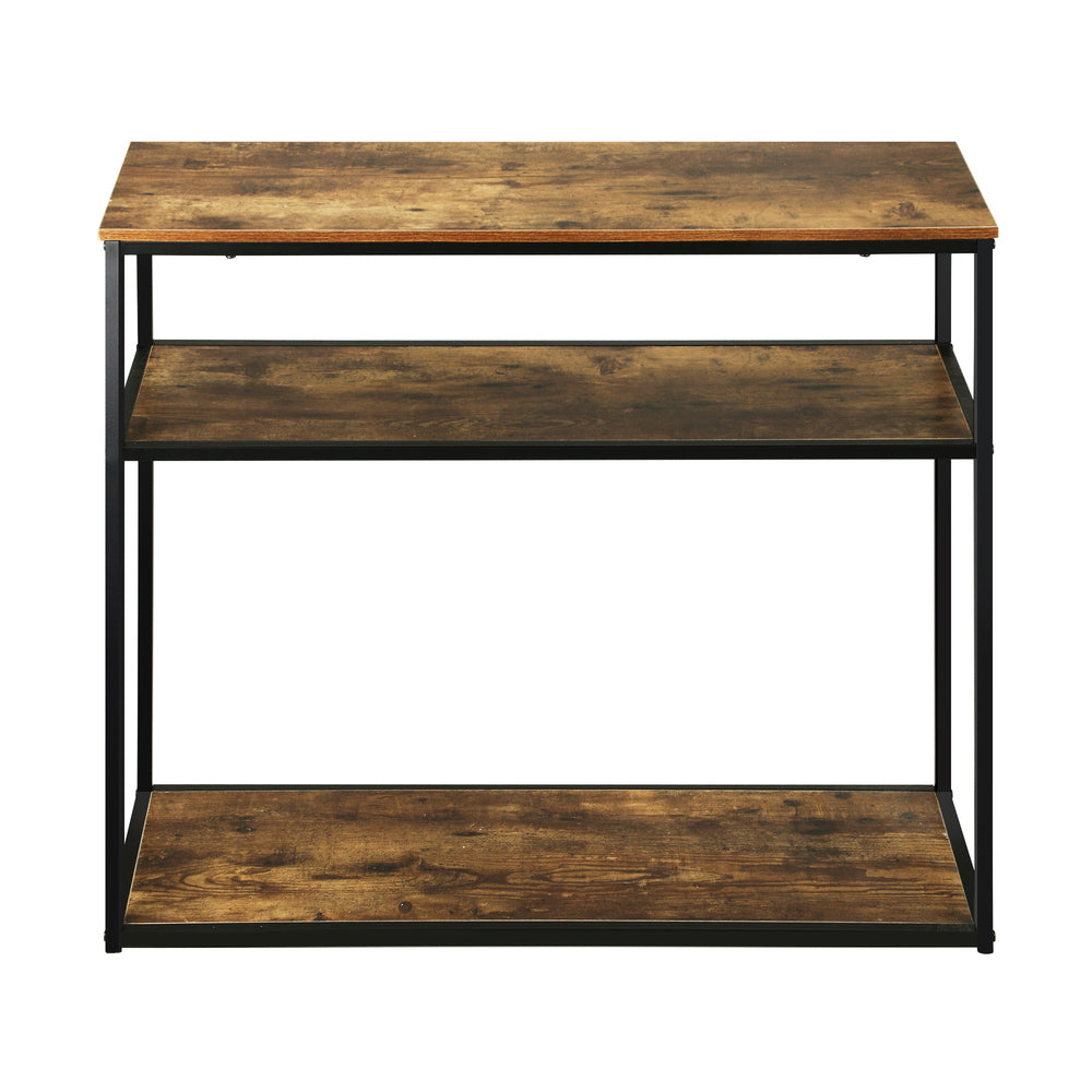 3 Tier Hall Console Table with Metal and Wooden Shelves