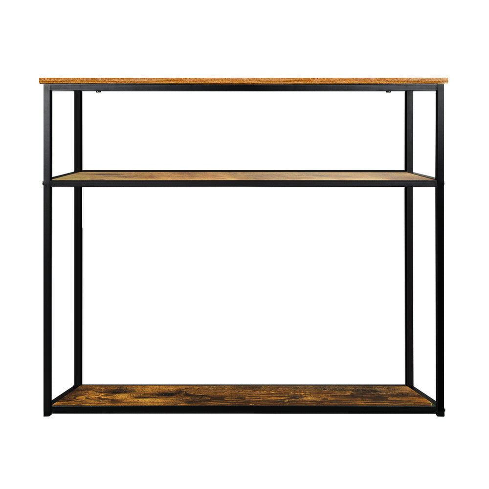 3 Tier Hall Console Table with Metal and Wooden Shelves
