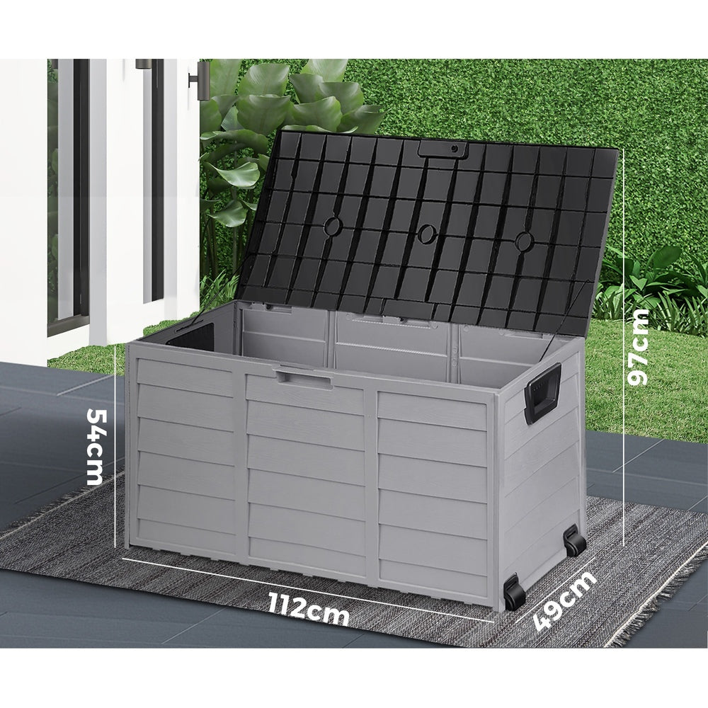 Outdoor Storage Box Lockable 290 L Black and Light Grey