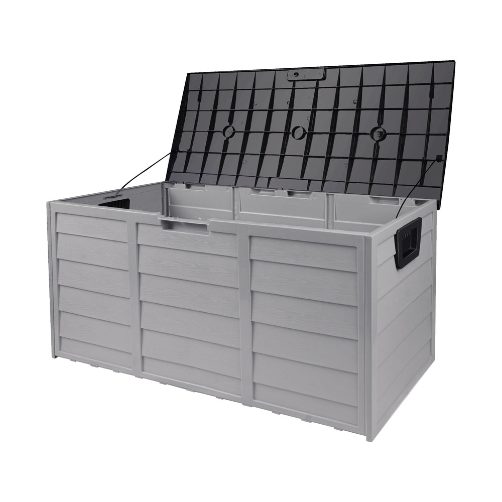 Outdoor Storage Box Lockable 290 L Black and Light Grey