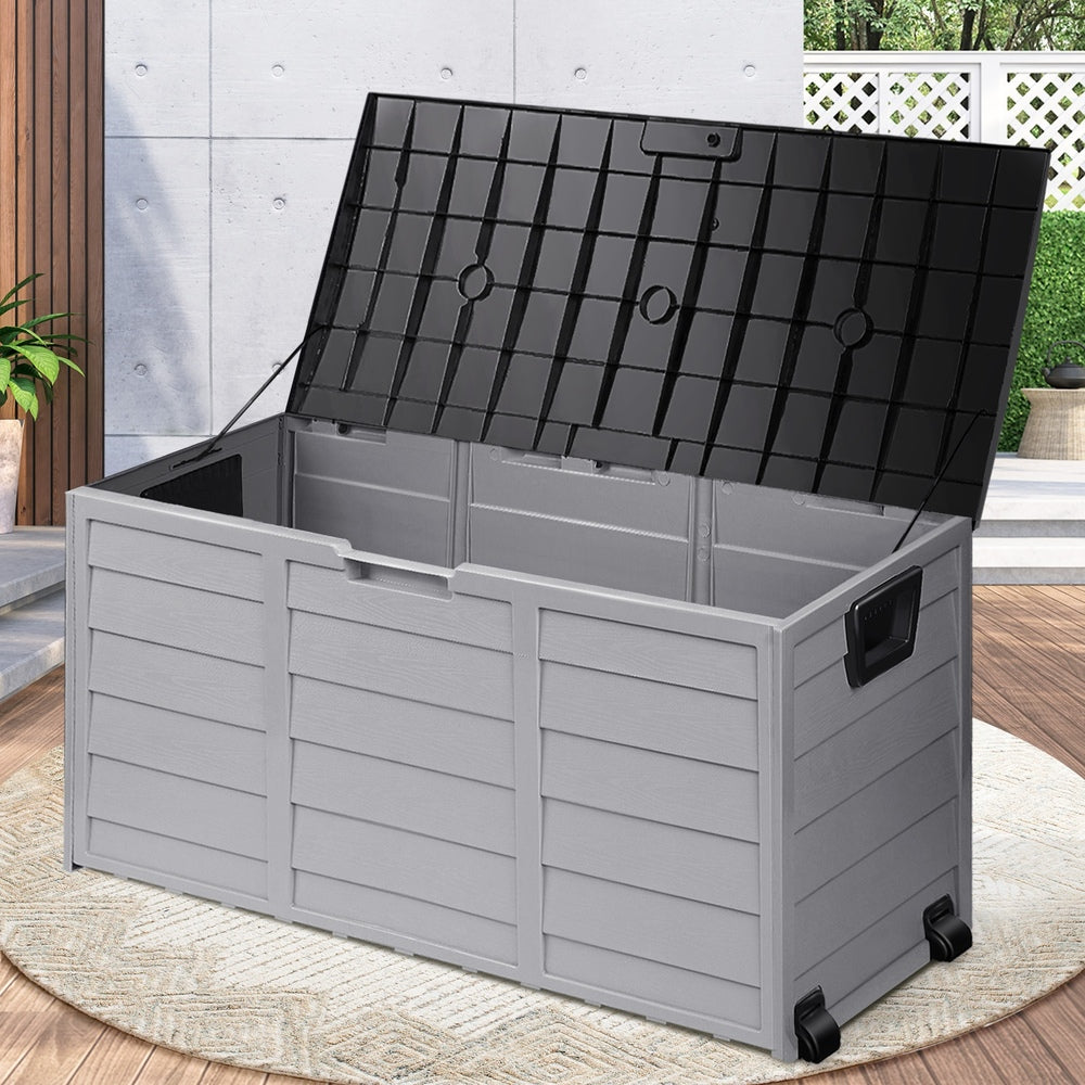 Outdoor Storage Box Lockable 290 L Black and Light Grey