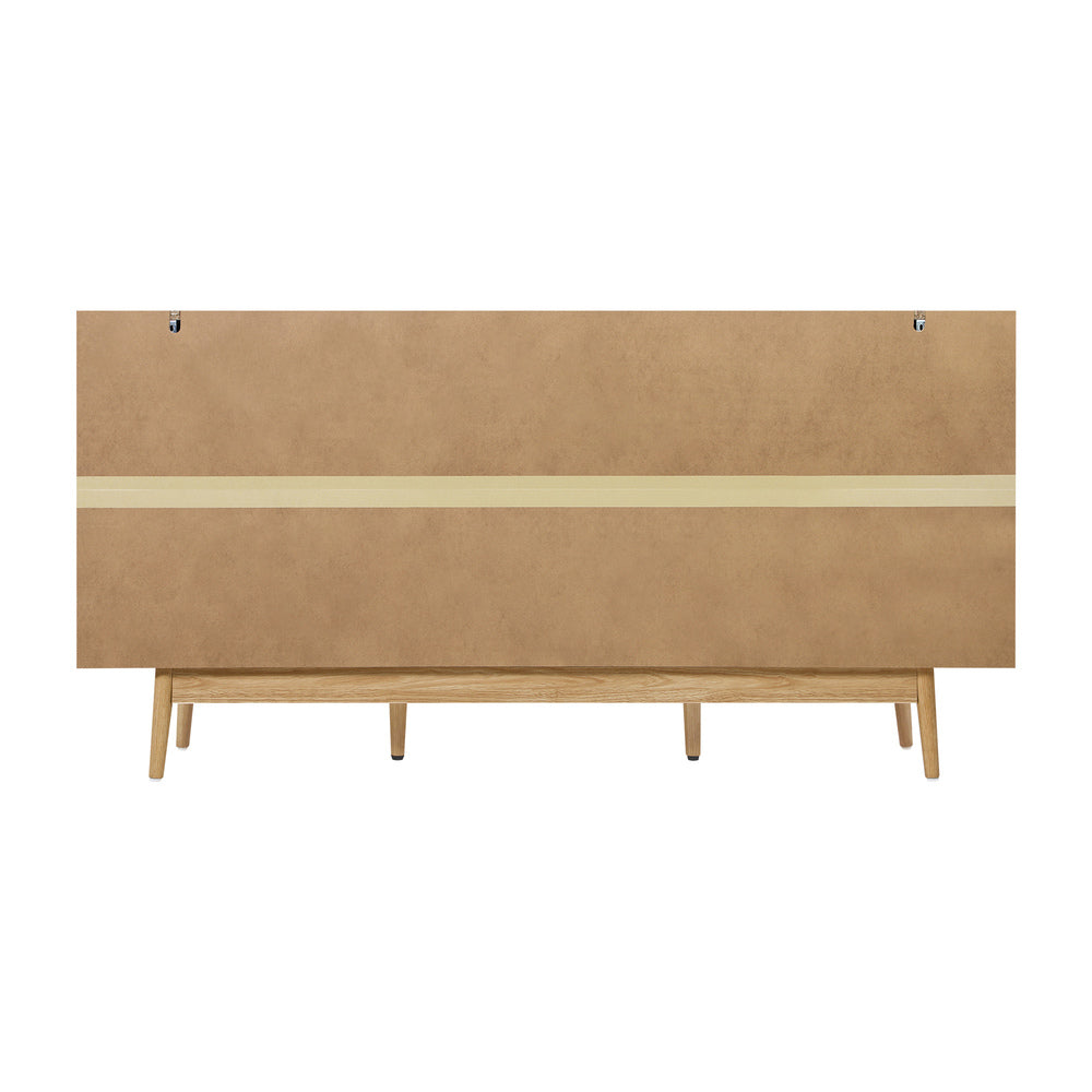 9 Drawer Wooden Lowboy with Rattan Fronts