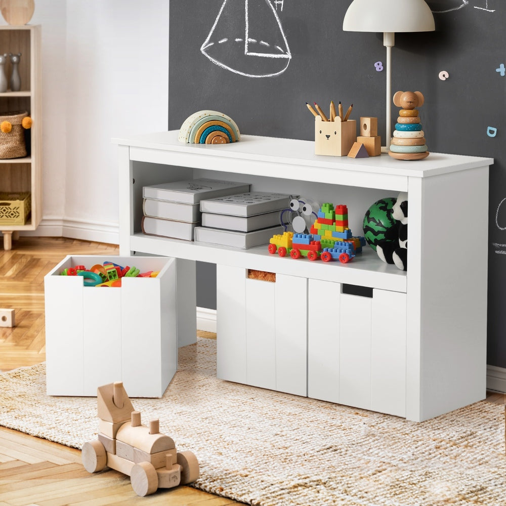 Kids Wooden Storage Cabinet with Portable Box