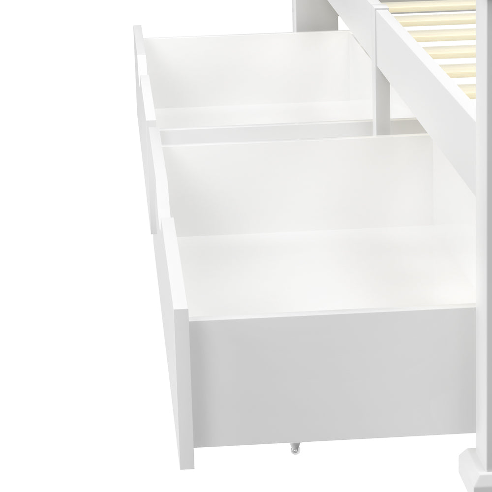 Two Storage Drawers Timber Trundle White