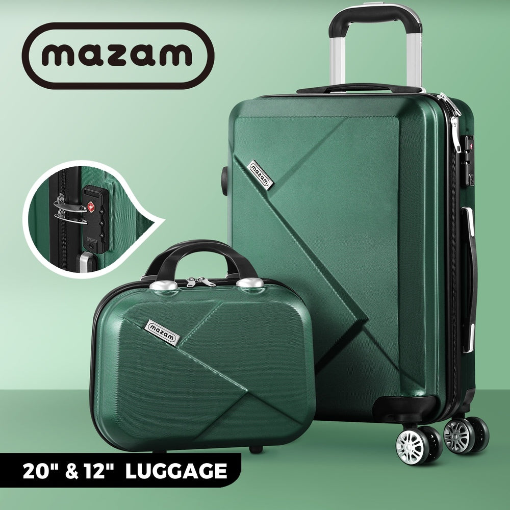 2 Piece Luggage Set TSA Lock Hard Case Green