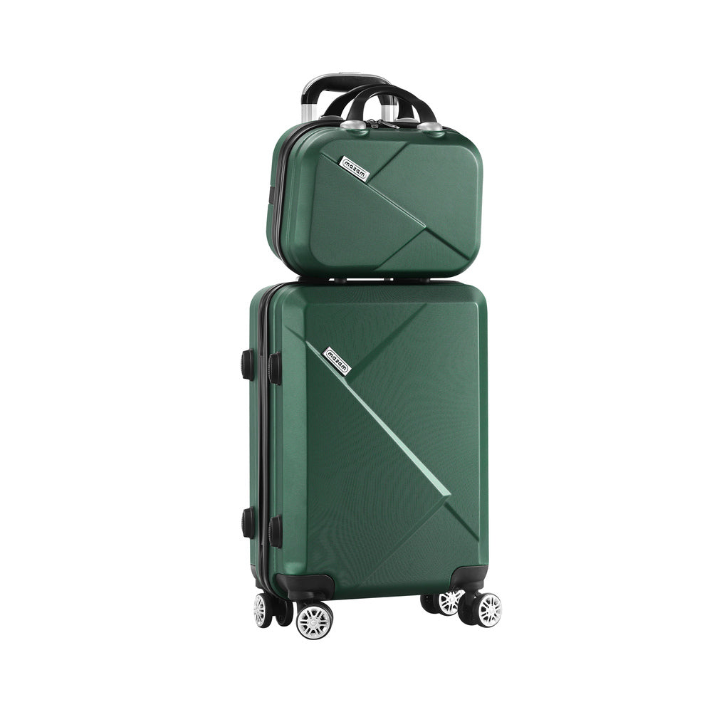 2 Piece Luggage Set TSA Lock Hard Case Green