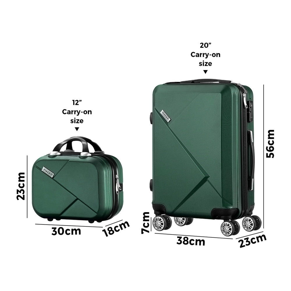 2 Piece Luggage Set TSA Lock Hard Case Green