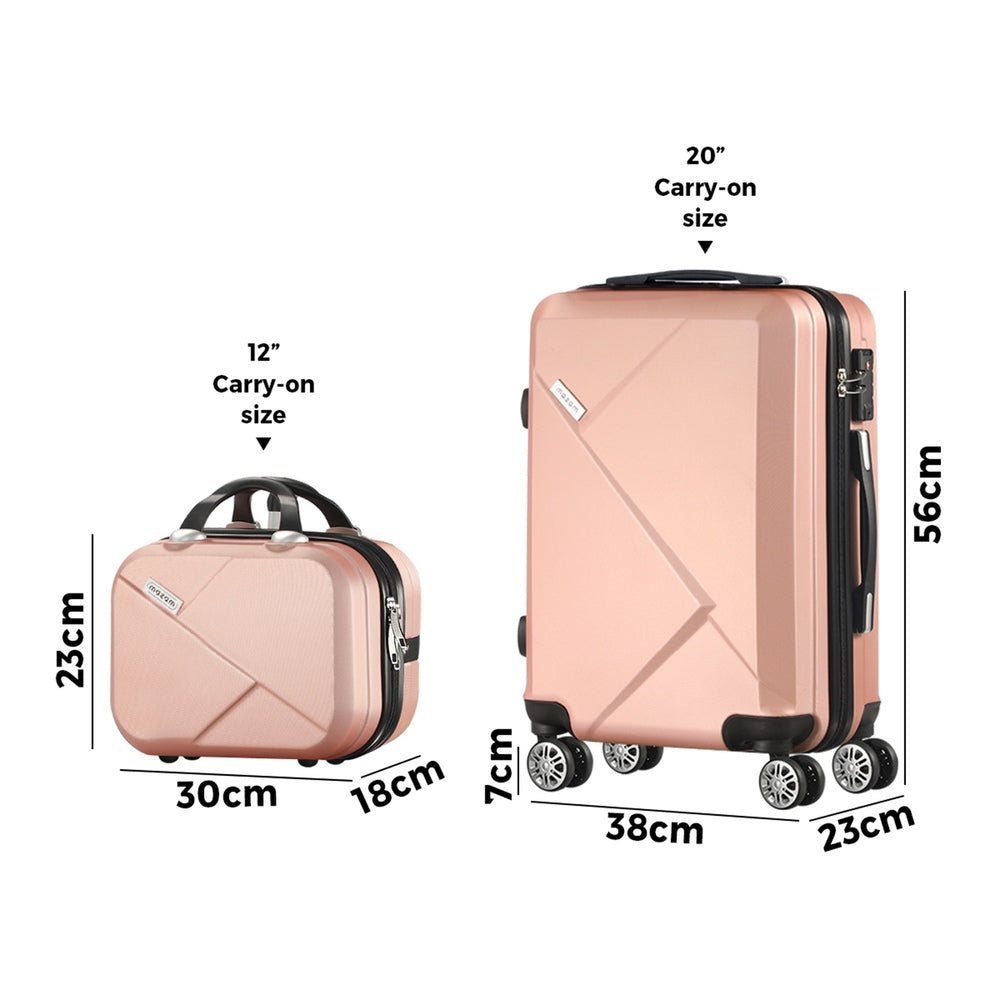 2 Piece Luggage Set TSA Lock Hard Case Pink