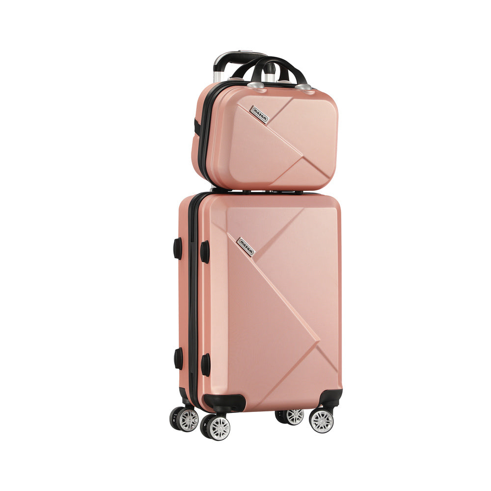 2 Piece Luggage Set TSA Lock Hard Case Pink