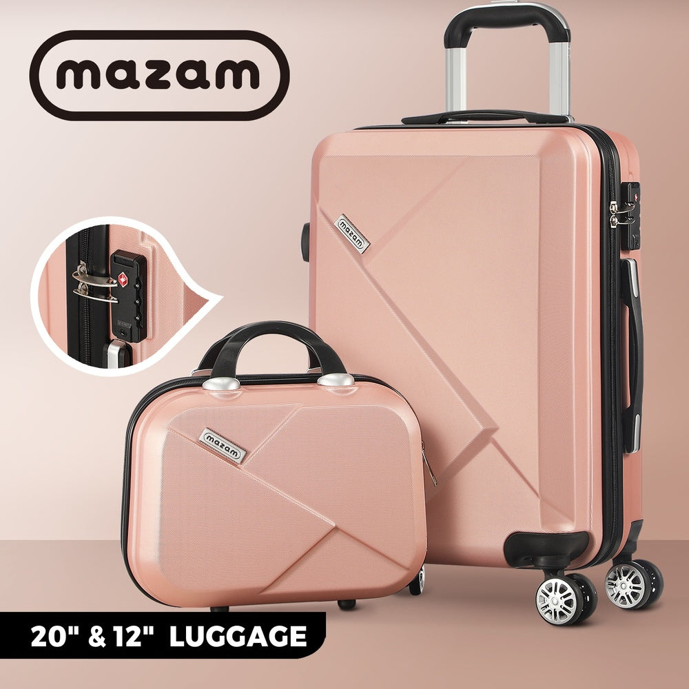 2 Piece Luggage Set TSA Lock Hard Case Pink