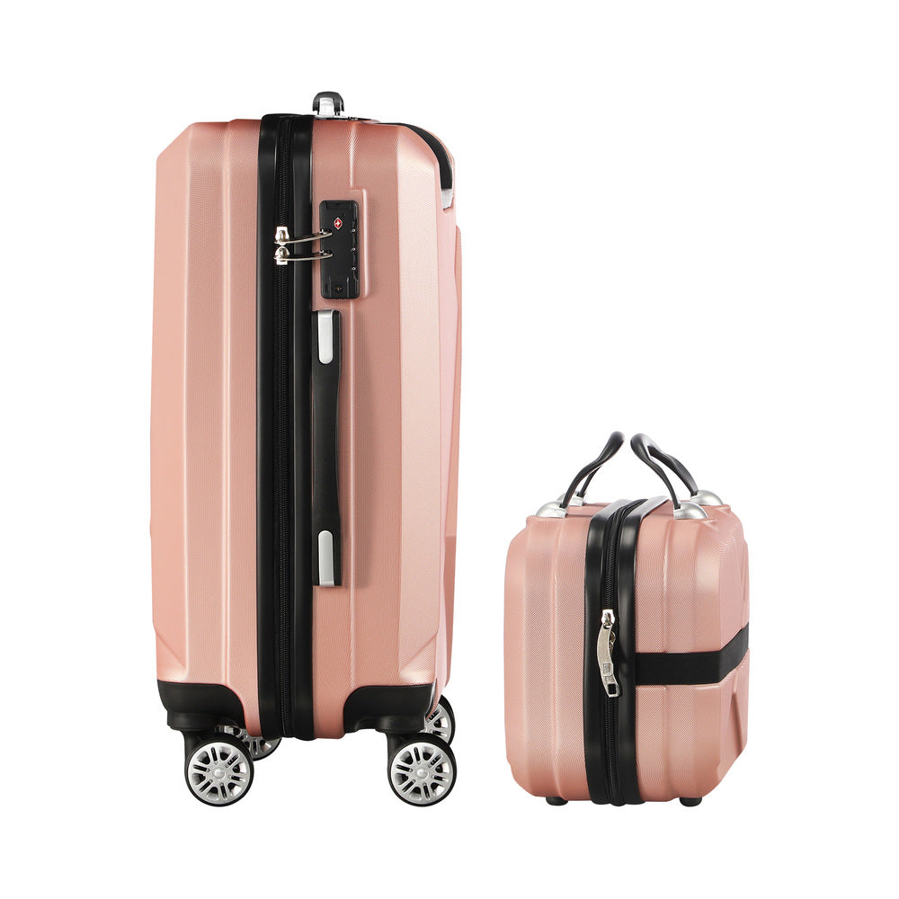 2 Piece Luggage Set TSA Lock Hard Case Pink