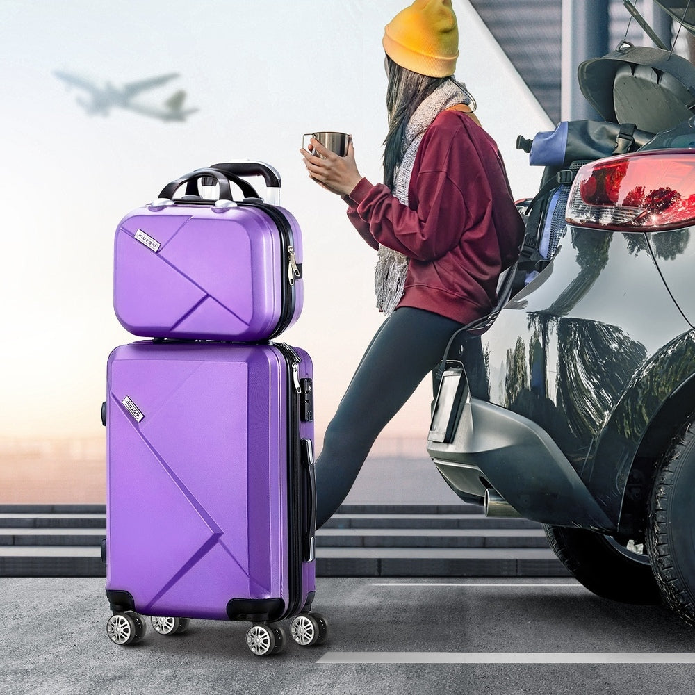 2 Piece Luggage Set TSA Lock Hard Case Purple