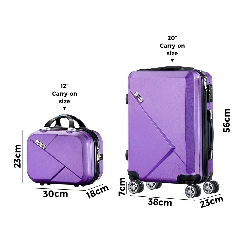2 Piece Luggage Set TSA Lock Hard Case Purple