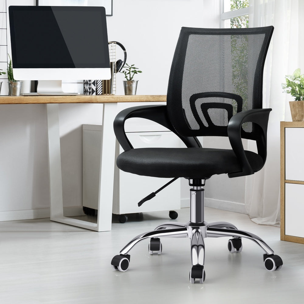 Office Chair Swivel with Armrests and Casters Black