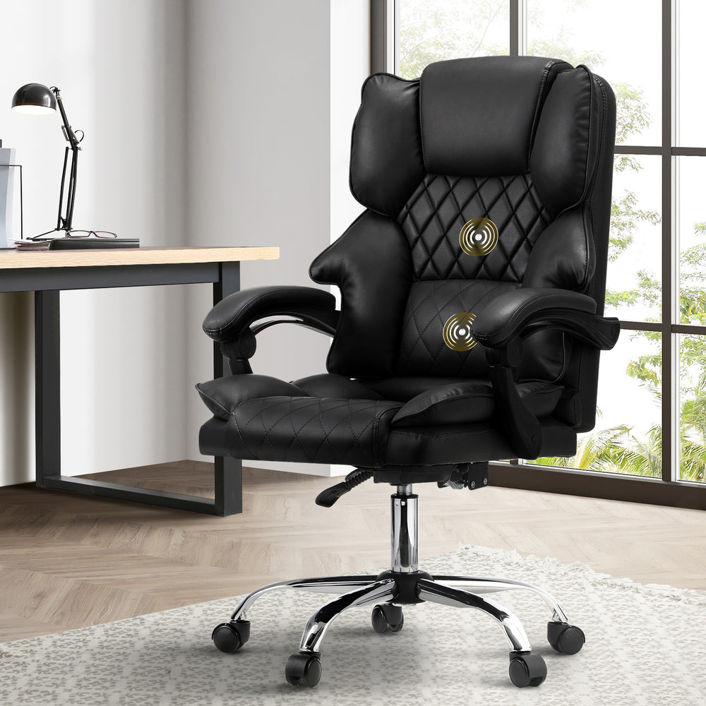 Massage Office Chair PU Leather Black