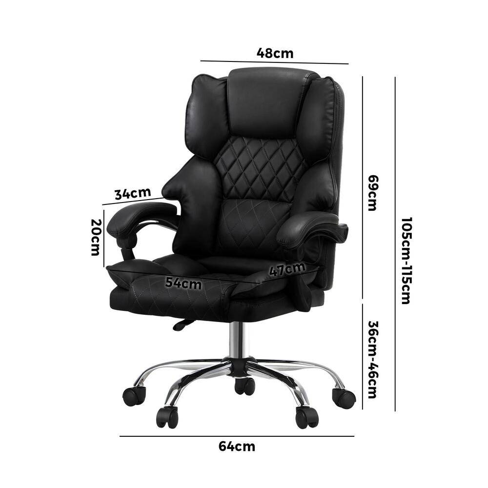 Massage Office Chair PU Leather Black