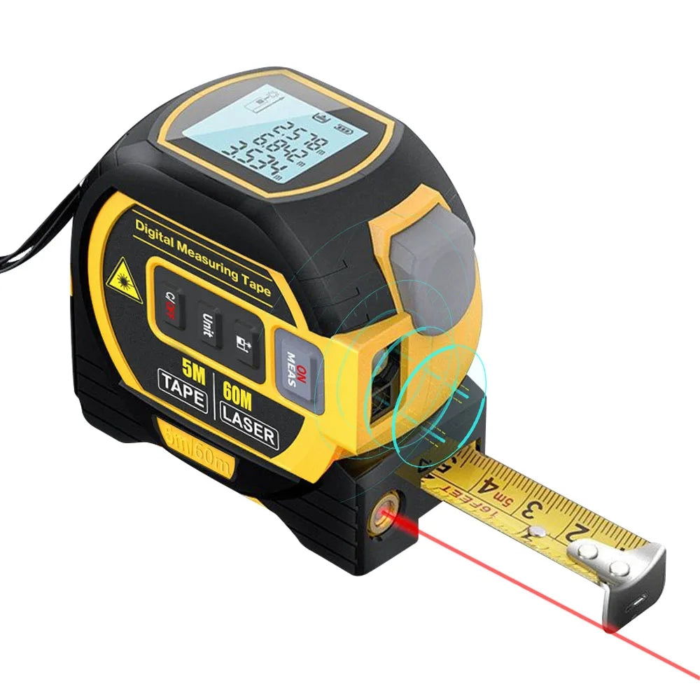 3 in 1 Laser Rangefinder Tape Measure with LCD Backlight Display