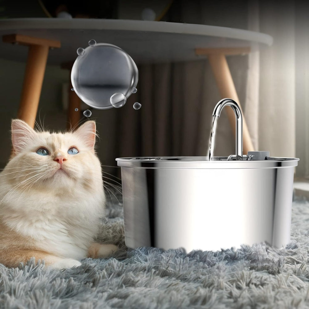 Stainless Steel Pet Water Feeder Cat Dog Automatic Filter Fountain