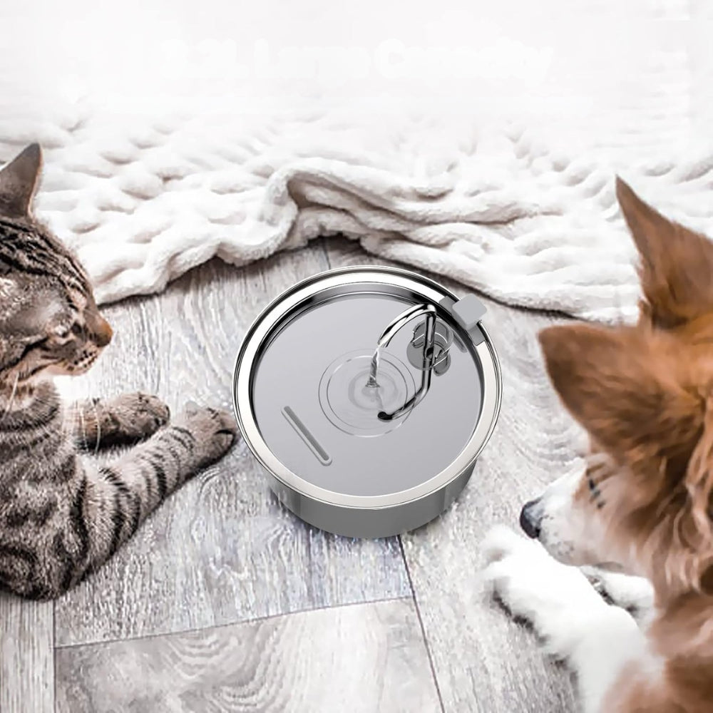 Stainless Steel Pet Water Feeder Cat Dog Automatic Filter Fountain