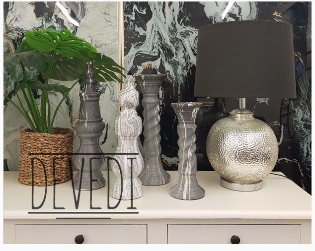 Marble Look Candle Holder 31cm Ceramic Decorative Home Accent