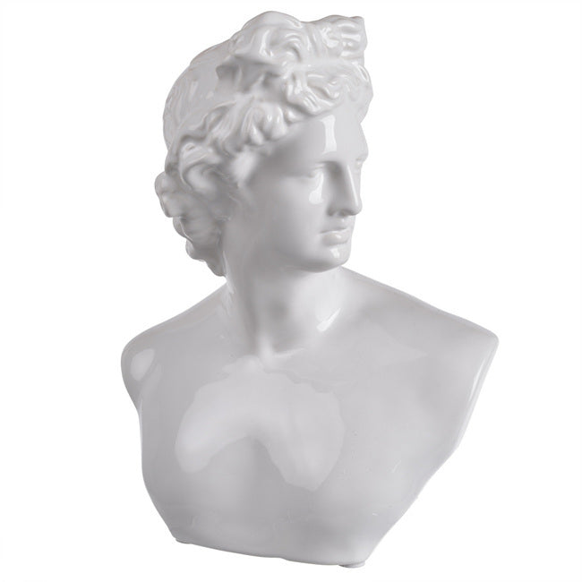 Troy Bust Statue 24cm White Ceramic Classical Roman Style Decor