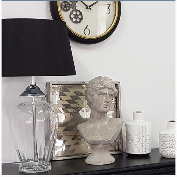 Addison Black Table Lamp 67cm Fluted Glass Base Modern Decorative Accent for Living Room