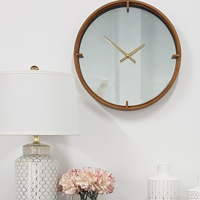 Baltimore Wall Clock 50cm Brass Finish Metal Frame Mirrored Face