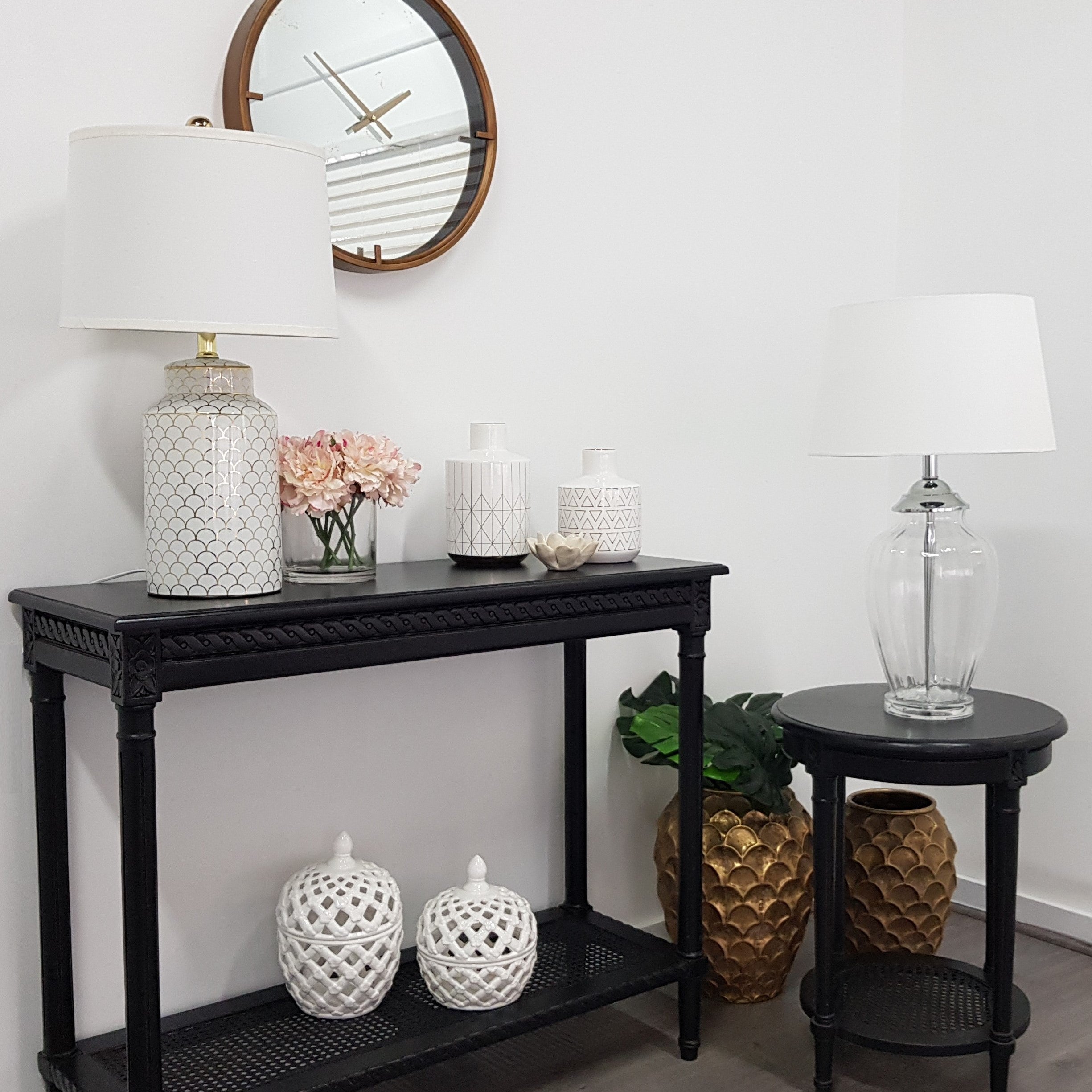 Polo Classic Black Console Table 110cm – Entryway Hallway Foyer Accent Table